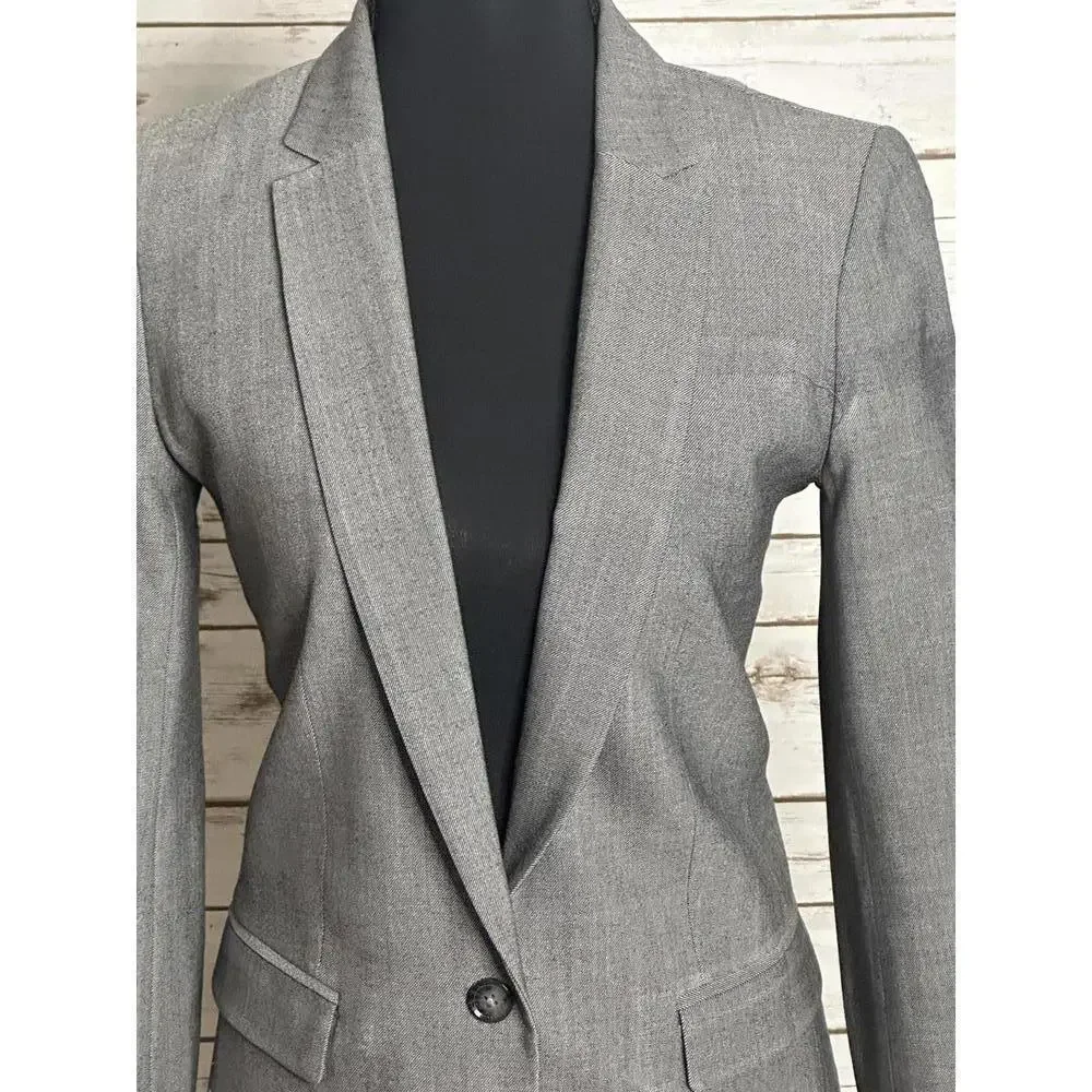 Banana Republic classic corpcore heather grey wool single-breasted blazer Size 0